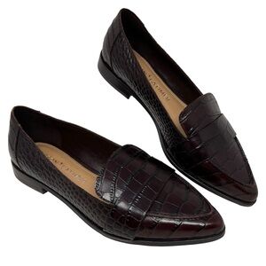 Gibson Latimer Women’s Cow Leather Crocodile Loafers Brown Pointed Toe Size 7M